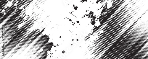Black vector brush strokes halftone dot texture