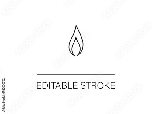 Simple line art fire illustration for logo design projects requiring a clean, modern aesthetic with editable stroke capabilities.
