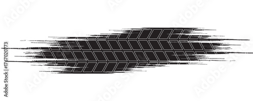Auto tire tread grunge element. Car and motorcycle tire pattern, wheel tyre tread track. Black tyre print. Vector illustration isolated on white background.