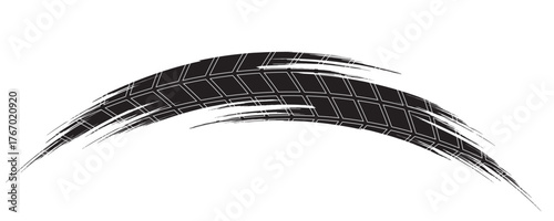 Auto tire tread grunge element. Car and motorcycle tire pattern, wheel tyre tread track. Black tyre print. Vector illustration isolated on white background.