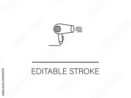 Minimalist hair dryer icon for modern salon branding and beauty product design, simple style for hair care company and fashion blog assets.