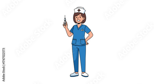 Nurse medical professional healthcare worker with syringe vaccination concept vector illustration