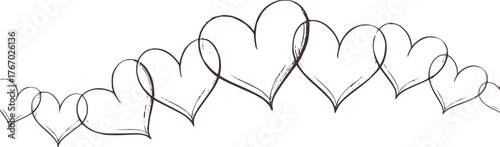 Hand drawn interconnected hearts illustration love romance