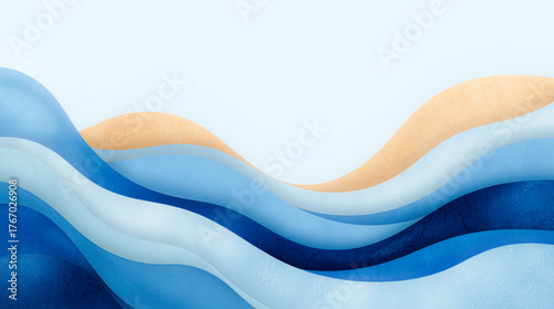 Abstract painting of soft wavy shapes in neutral colors