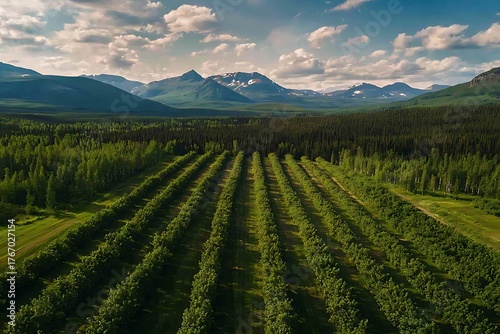 Serene landscape of cultivated fields high resolution picture