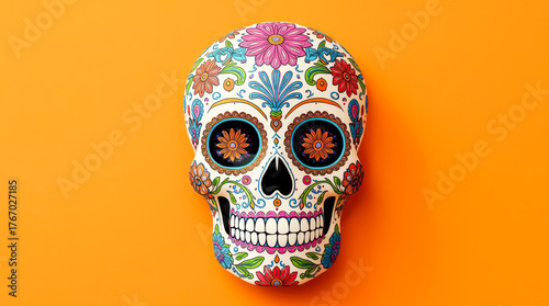 Dead day party, sugar skull or halloween holiday. Traditional mexican music festival, fun bright dance characters. Halloween Dia De Los Muertos Celebration.