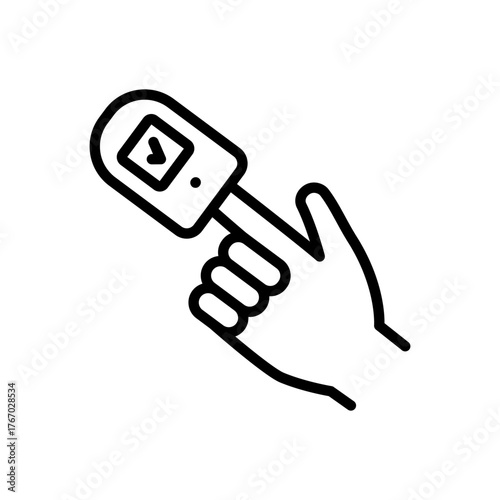 Diabetes testing outline icon. Non-invasive glucometer. Measure blood glucose levels without blood draws or invasive procedures. Glucometer pharmacy vector symbol, logo illustration.