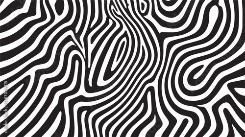 Optical illusion featuring a black and white swirling zebra stripe pattern design