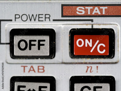 A handheld electronic vintage calculator with an LCD display and 42 keys. It was manufactured in Japan and was a popular model among students and technicians in the 1980s.