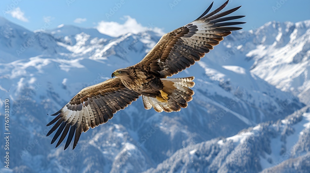Fototapeta premium Golden Eagle in Flight over Mountains
