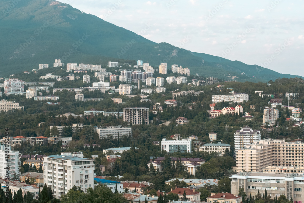 Obraz premium Yalta, Crimea. Panorama of the city in sunny day. Top view