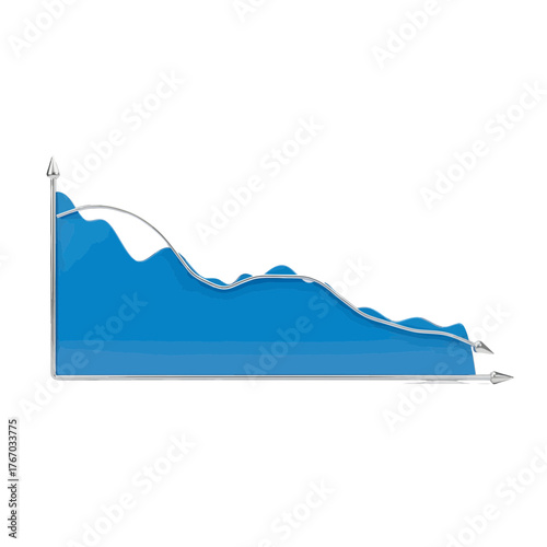 An image of a blue graph, charts, and statistics showcasing trends and data visualization. The graph has a line indicating movement up and down