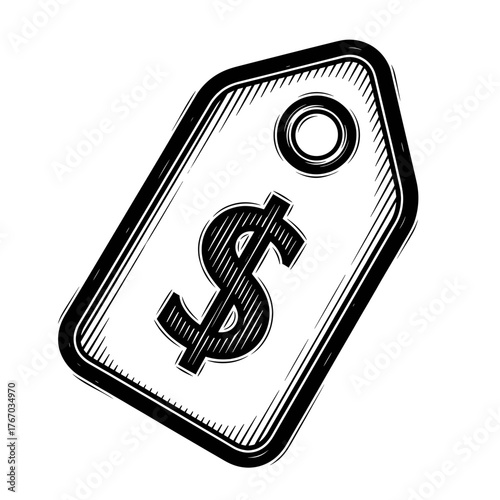  Engraved Price Tag Icon, Black Friday Sale Symbol