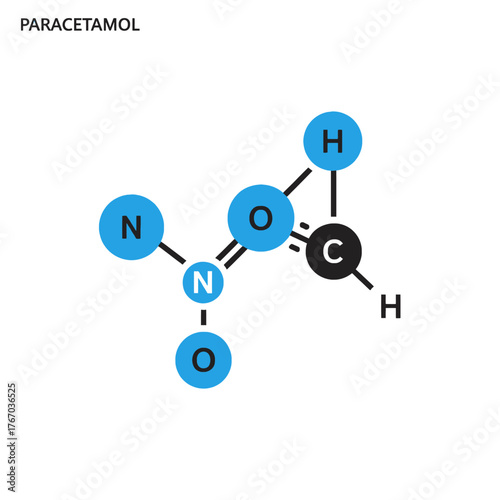 Chemical structure diagram of paracetamol, showing the arrangement of atoms and bonds.