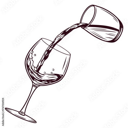 Wine being poured from a carafe into a glass
