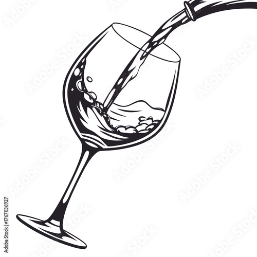 Red wine being poured into a glass illustration