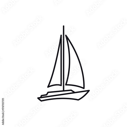 Navigate the Seas A Minimalist Line Art Illustration of a Sailboat Sailing Smoothly on the Water, Ideal for Nautical or Travel Designs