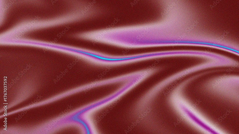 Fototapeta premium Elegant maroon satin background with grainy texture and neon blue swirl