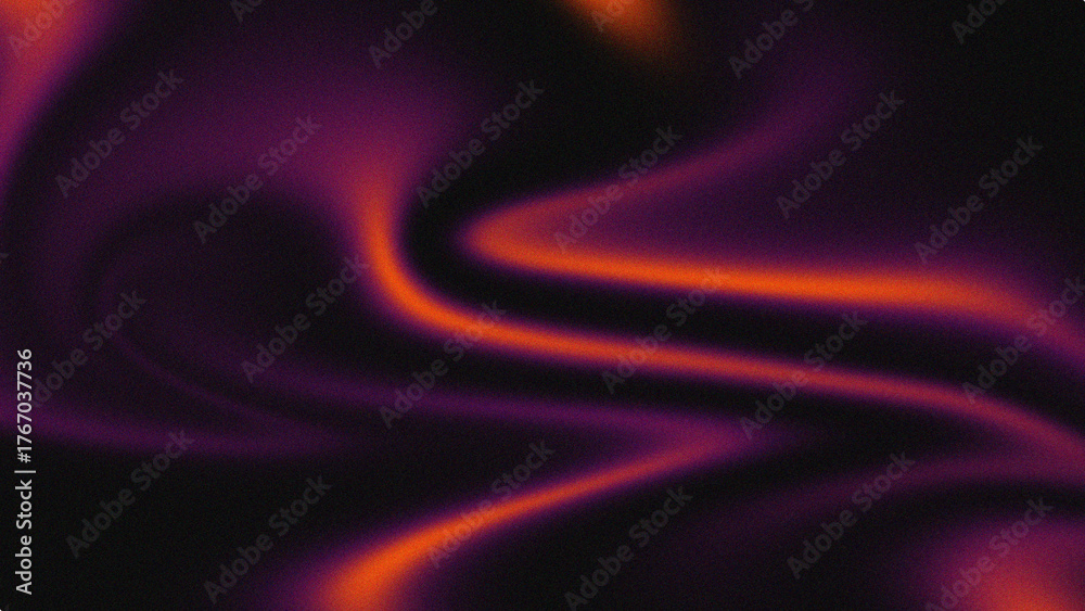 Obraz premium Vibrant orange electric wave on dark purple grainy background