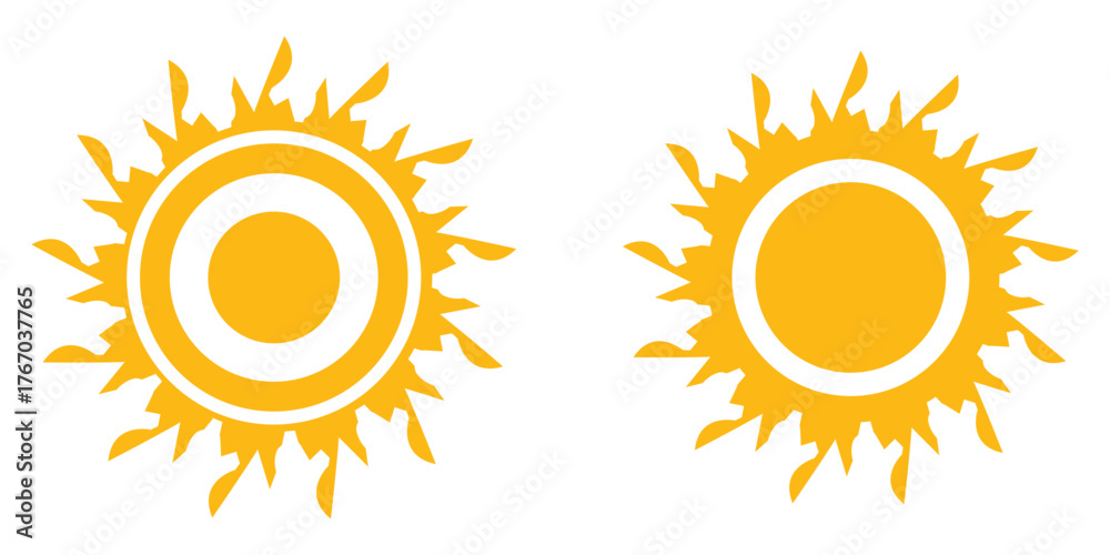 Fototapeta premium Sun icon set, sunshine and solar glow, sunrise or sunset. EPS 10 