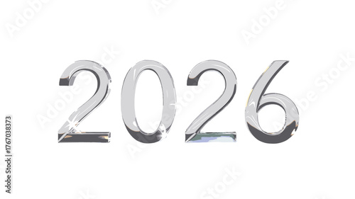 Shiny silver number of year 2026 for new year's celebration.