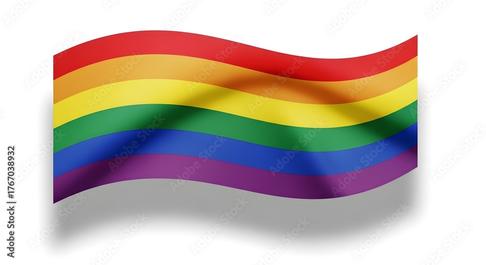 Fototapeta premium Rainbow flag waving with vibrant colors, a symbol of pride and inclusivity.