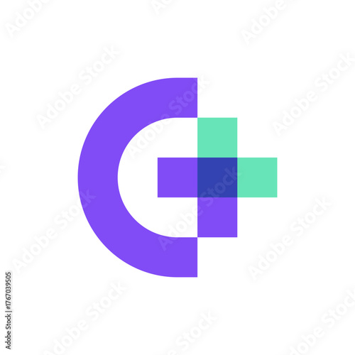 Letter G plus medical overlapping logo design