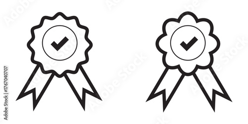 Approved or certified medal icon. Certified badge. Approval check symbol. EPS 10 