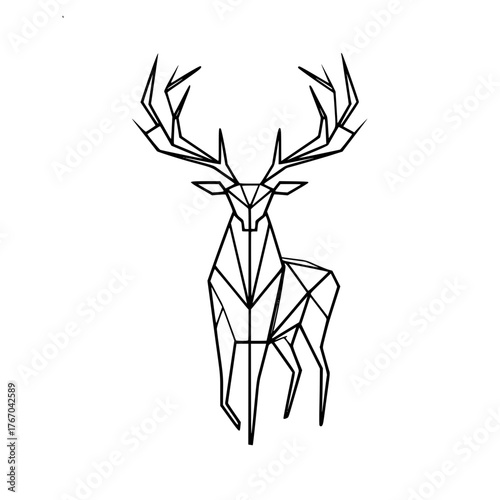 Geometric deer illustration, minimalistic style, abstract line art