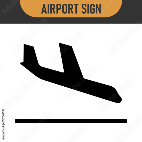 Arrivals and departure plane signs. Airport Sign. Simple icons, airplane landing and takeoff. Airport icons set: departures, arrivals. Vector illustration Aircraft or Airplane