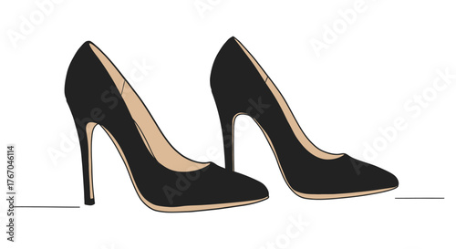 A pair of elegant black high heels with a pointed toe design