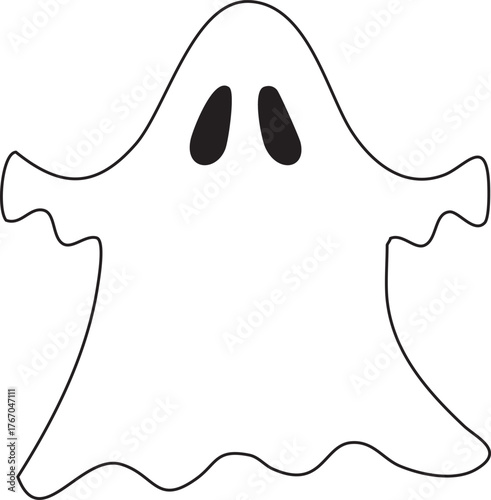 Cute Halloween Ghost Vector Outline