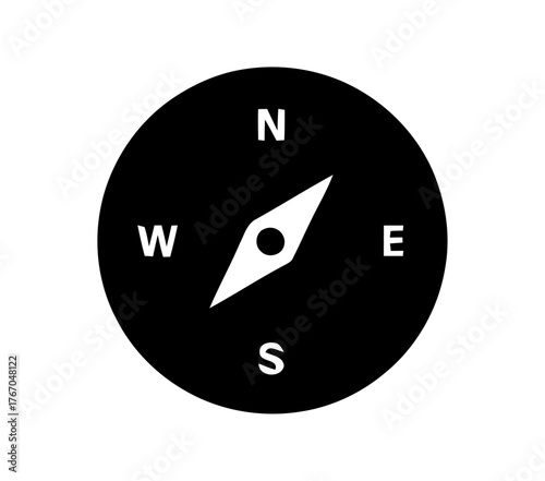 Simple Circular Compass Showing North South East and West Navigation