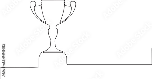 Trophy cup one continuous line art, Vector illustration, One line art, Line art graphic style