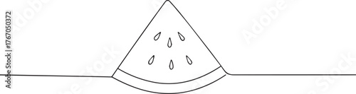 watermelon slice one continuous line art, Vector illustration, One line art, Line art graphic style