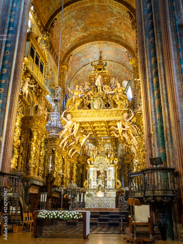 The golden and silver high altar of the Santiago de Compostela Cathedral