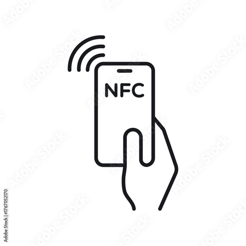 NFC payment icon set. NFC payment with smartphone set icons. NFC technology vector icon. Contactless NFC payment sign