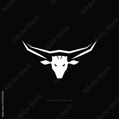 Bull head with creative horn logo