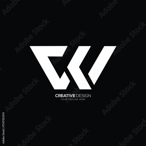 C W modern letter creative logo design