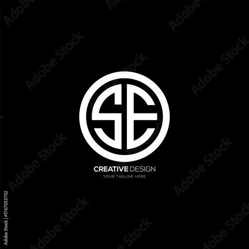 Circle shape letter S E creative monogram logo