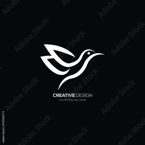 Creative bird line art silhouette logo