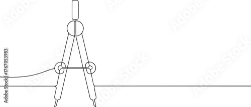 Compass rose symbol one continuous line art, Vector illustration, One line art