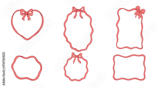 Pink Ribbon Bow Frame Collection Vector