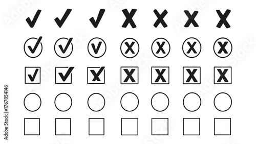 Tick and Cross Mark Icon Collection Vector Set