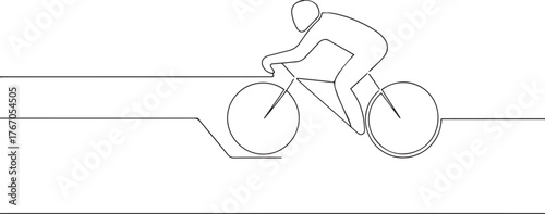 cyclist racing sports one continuous line art, Vector illustration, One line art, Line art graphic style