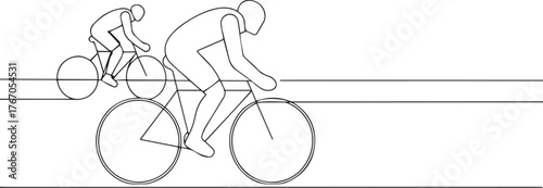 cyclist racing sports one continuous line art, Vector illustration, One line art, Line art graphic style