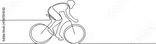 cyclist racing sports one continuous line art, Vector illustration, One line art, Line art graphic style