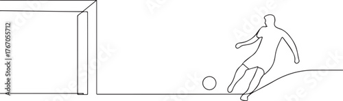 Man playing football one continuous line art, Vector illustration, One line art, Line art graphic style