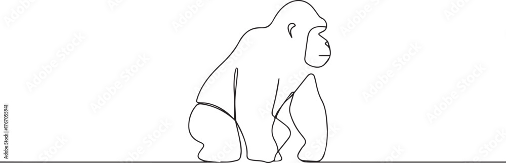Obraz premium Apes one continuous line art, Vector illustration, One line art, Line art graphic style