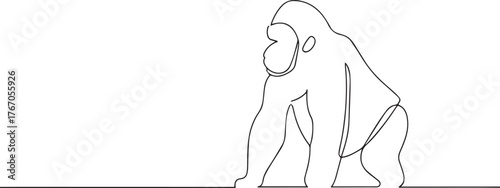 Apes one continuous line art, Vector illustration, One line art, Line art graphic style